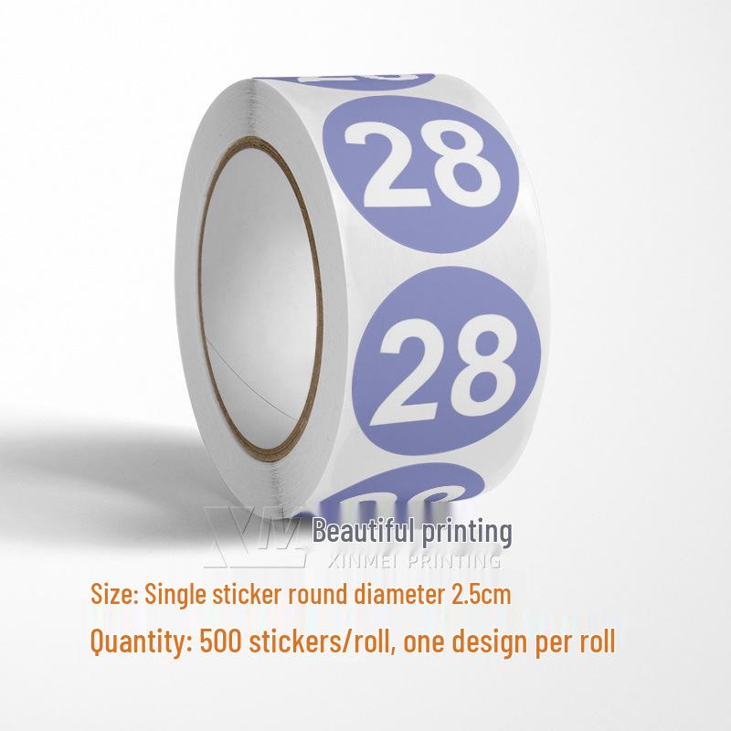 Adesivos Redondos Autoadesivos com Números 1-33 – Rolo de Etiquetas de Identificação Seriada Coloridas