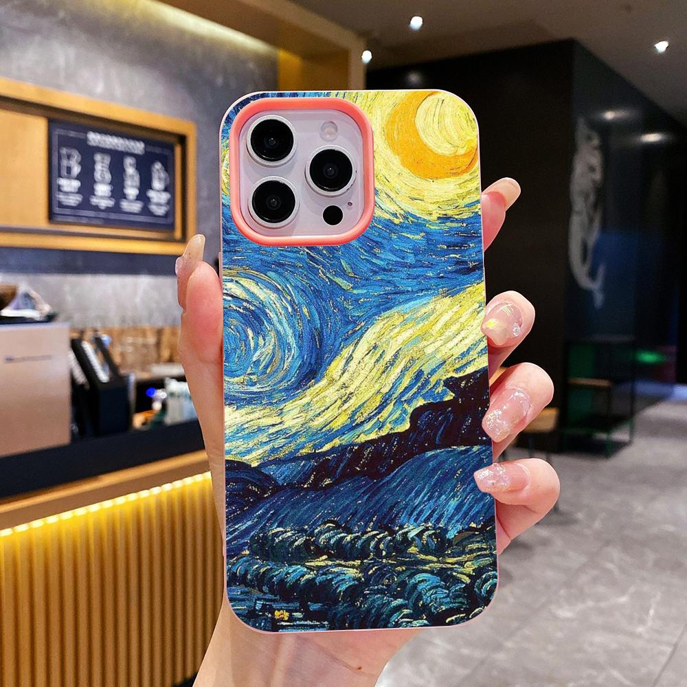 

Abstract Oil Painting Phone Case for iPhone 17 16 15 14 13 12 11 Air Pro Max Plus Jelly Double layer Pink Cover iPhone 14 Plus