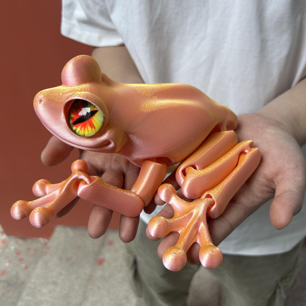 3D Printed Frog Statue, Flexible 3D Printed Animal, Colorful Figurines Statue, Gifts, 38Cm/14.96In, 16.5Cm/6.5In