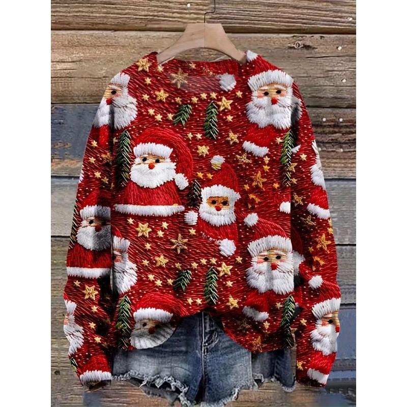 Womens Christmas Sweater With 3D Santa