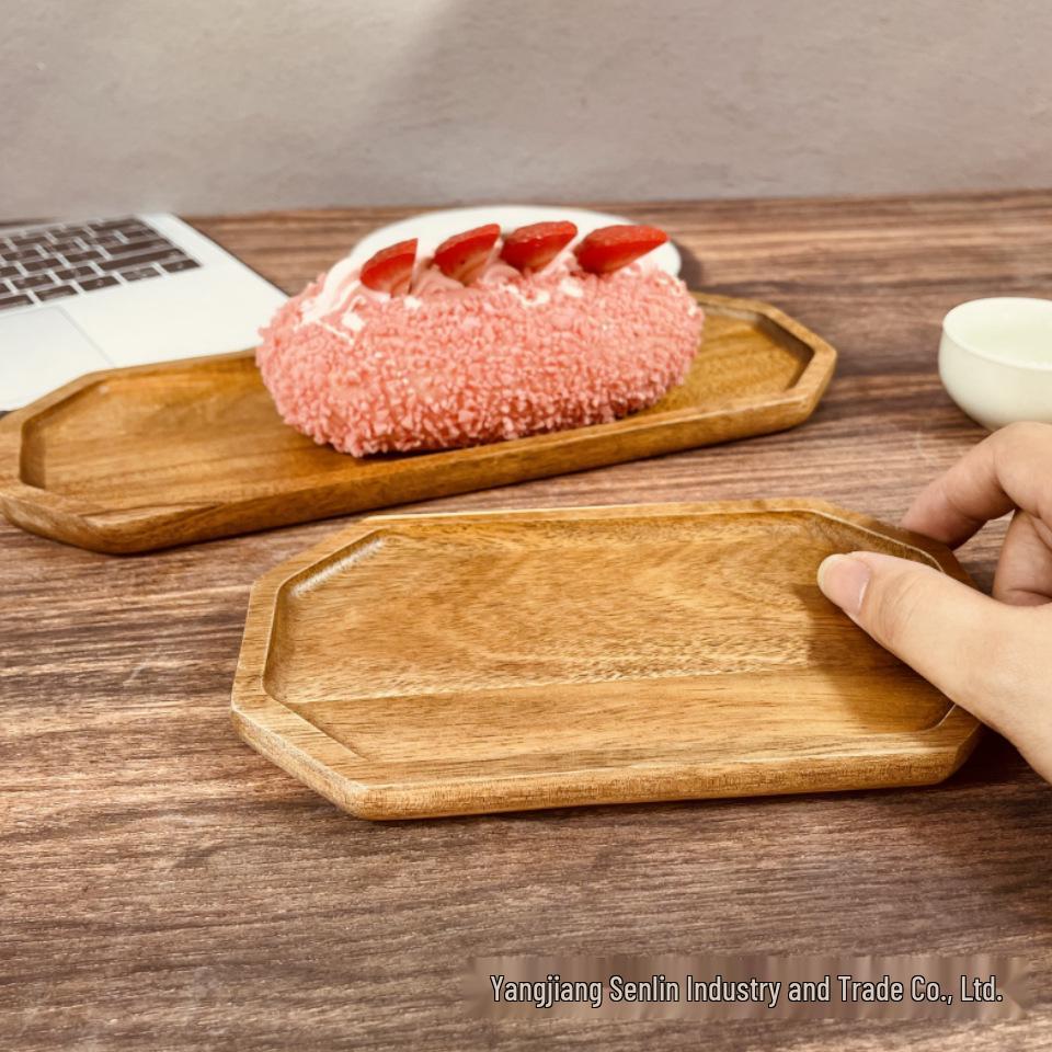 Japanese Acacia Wood Tray: Rectangular Plate, Fruit/Snack Dish, Oval Breadboard, Teacup Saucer
