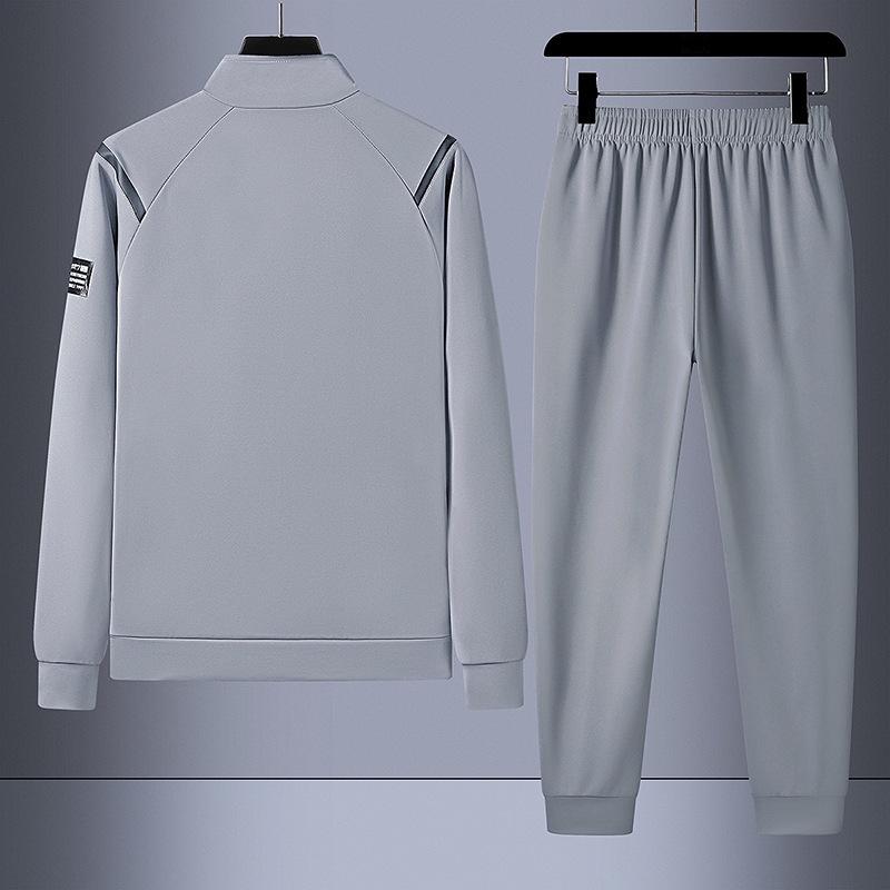 Men's Summer Casual Two-Piece Sports Suit - Stand Collar Cardigan & Trendy Running Wear