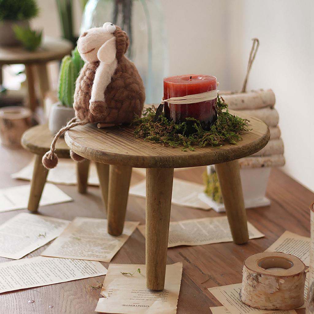 Desktop Decorative Storage Stool Balcony Flower Rack Wooden Flower Pot Stand Garden Ornaments