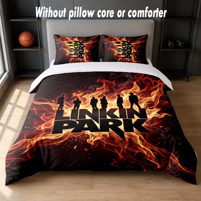 Linkin Park Design Bed Bedding Set 1 Duvet Cover + 2 Pillowcases Soft Breathable Household Bed Linens