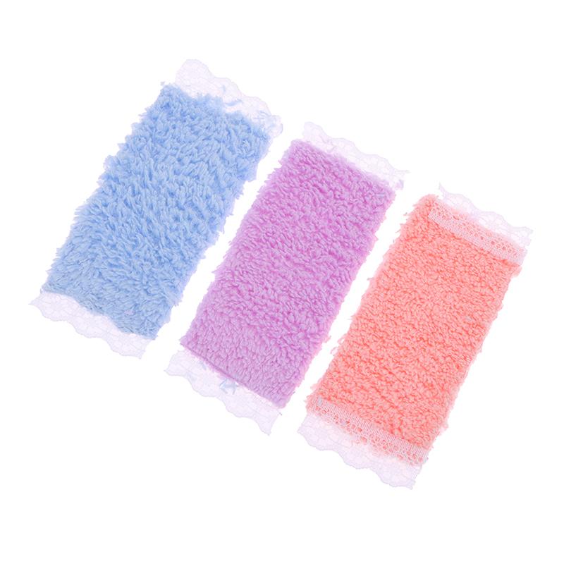 3Pcs/Set Dollhouse Mini Bathroom Lace Towel Bath Towel Model For Doll House Decor Kids Pretend Play Toys Diy Bathroom Ornaments