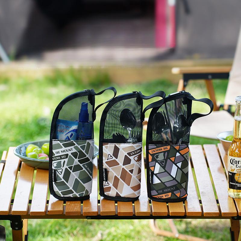 Outdoor Portable Cutlery Bag Drainable Storage Pouch Camping Picnic Travel Cosmetics Organizer