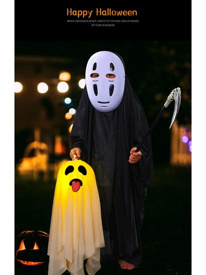 Halloween Ghost Pumpkin Lantern Pendant - Luminous Hanging Decoration for Spooky Indoor Scenes.