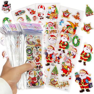5/10pcs Christmas Styles Puffy Stickers 3D Cartoon Creative Self-adhesive Graffiti Stickers for Laptop Luggage Refrigerator JXB