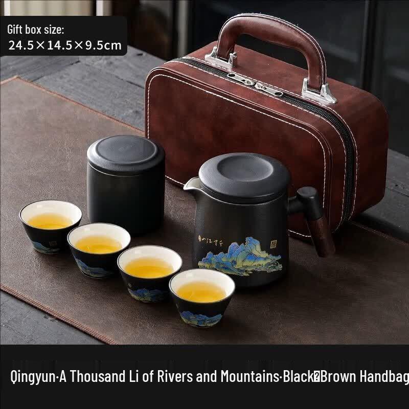 UO-SO Portable Travel Tea Set with 1 Pot and 4 Cups