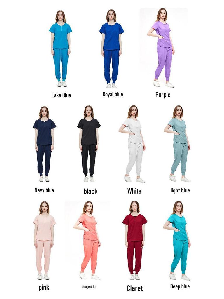 Women's Quick-Dry Split Surgical Gown Set - Washable Elastic Uniform for Dental and Hospital Staff
