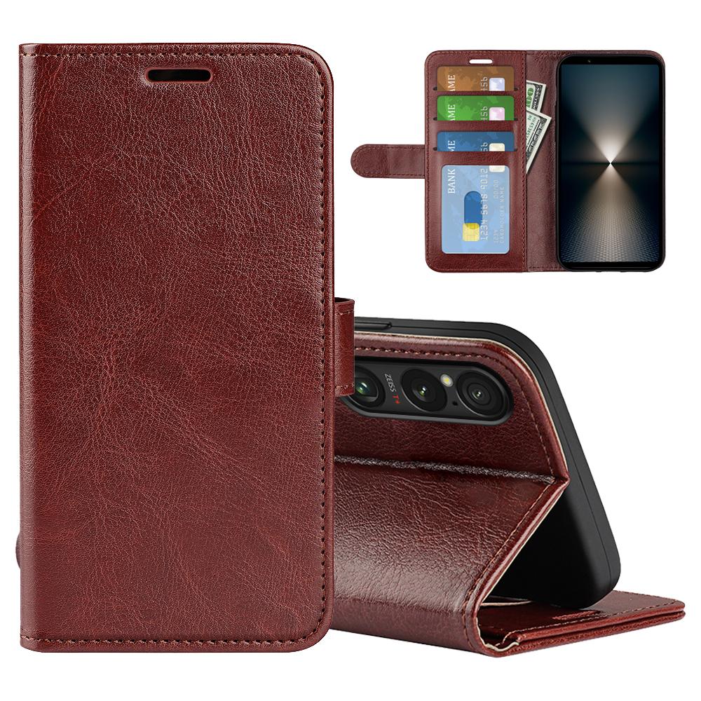 

For Sony Xperia 1 VII Case Crazy Horse Texture Stand Leather Phone Cover D