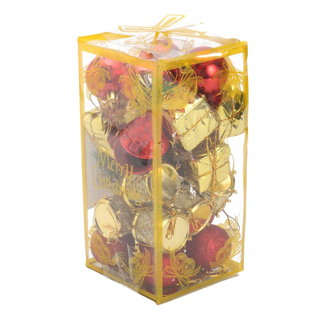 

32 упаковки рождественских украшений, шары, барабаны, колокольчики, безделушки, подвесные украшения для рождественской елки One Size