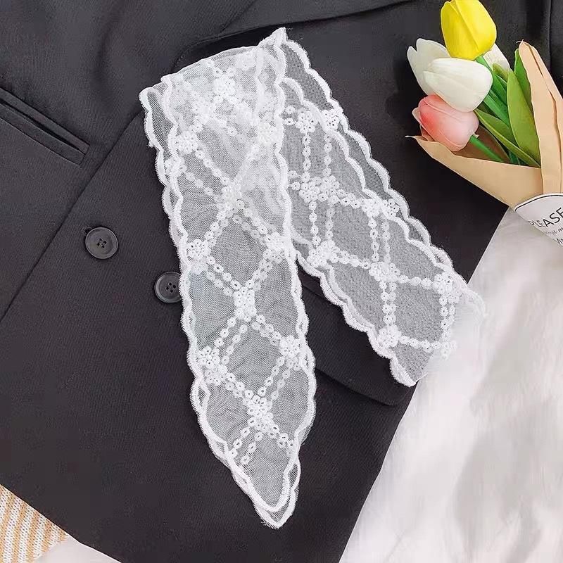 Lace Women's Hair Scarf Fashion Solid Embroidery Geometry Long Ribbon Hair Band Korean Style Hair Ribbons Scarf Hair Accessories