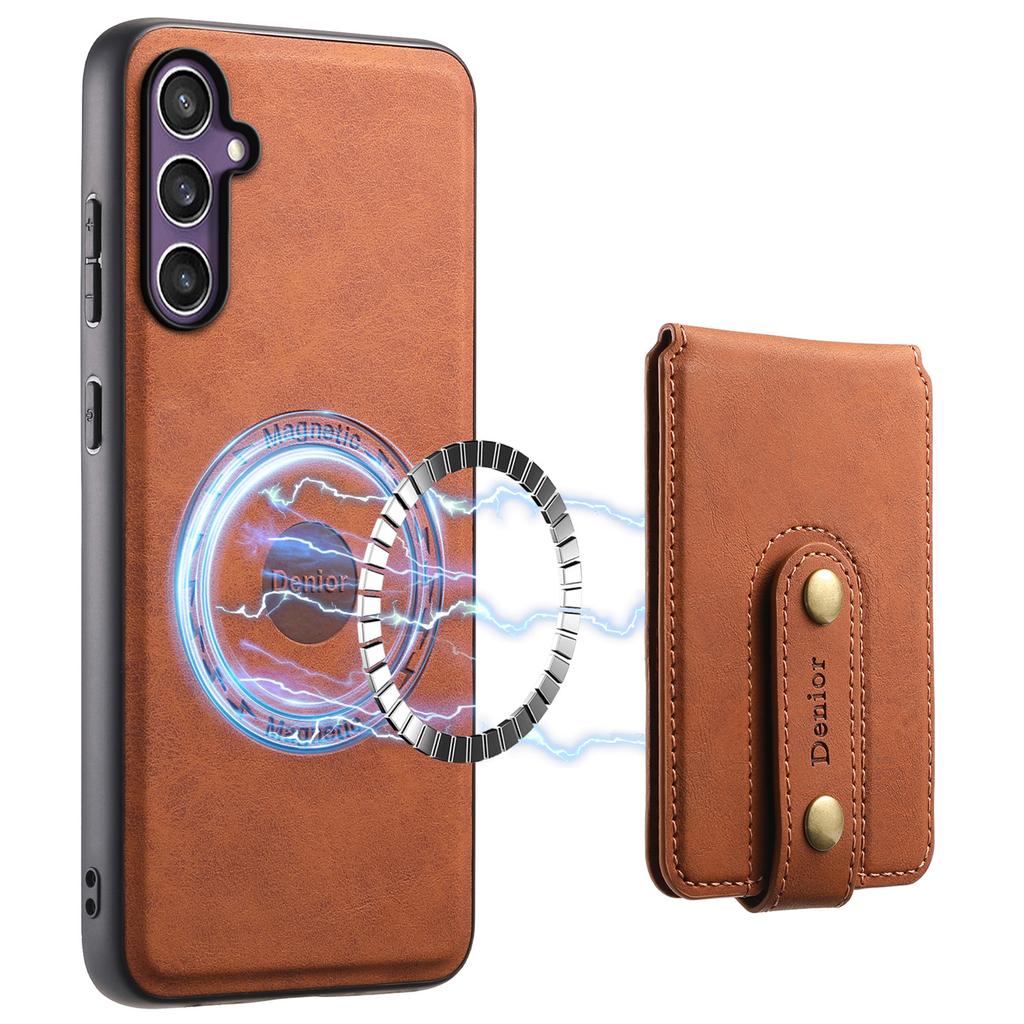 DENIOR D14 For Samsung Galaxy S24 Magnetic Case Card Slots Kickstand Phone Cover