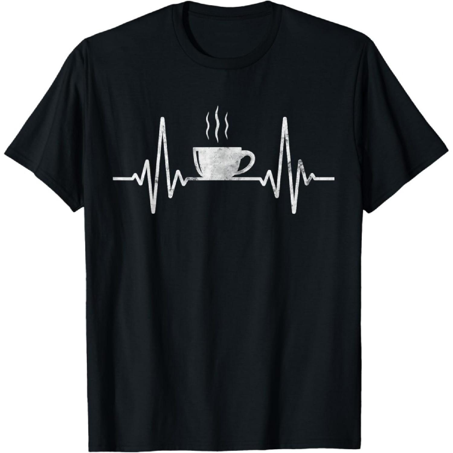 

Funny Heartbeat Coffee Shirt Coffee Cup Frequency T-Shirt XXXXXL чорний