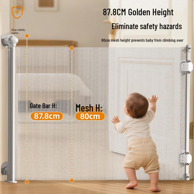 Retractable No-Drill Pet and Child Safety Gate for Indoors and Staircases