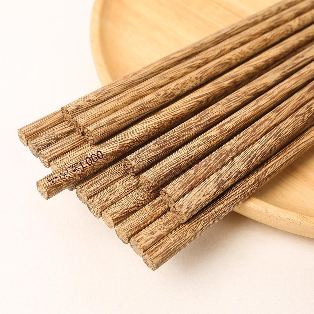 Alishan Solid Wood Chicken Wing Chopsticks - No Paint, No Wax, 10 Pairs, Carved Design Family Pack.