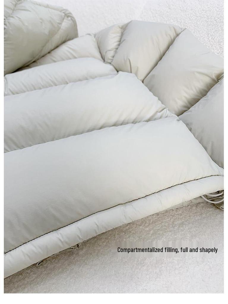 95% Weiße Entendaunen Damen Kurze Winter Kapuzenjacke 2025 - Leichter Luxus Petite Puffmantel