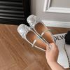 Silver high-end ballet shoes spring and summer new Mary Jane shoes flat-bottomed round head bow word with light mouth single shoes