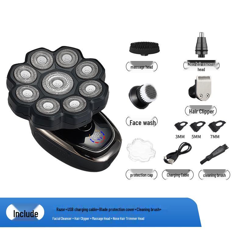 High-Power Waterproof Electric Shaver for Men's Bald Head