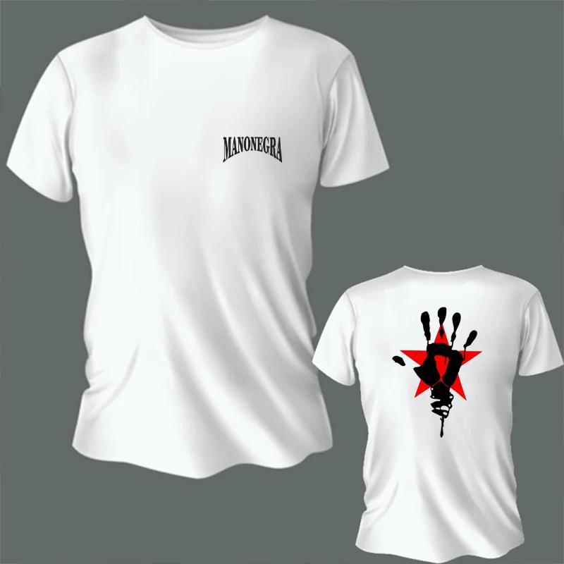 Harajuku Classic Mano Negra Manu Chao Logo T Shirt wide Unisex  Summer O-neck Short-sleev Streetwear