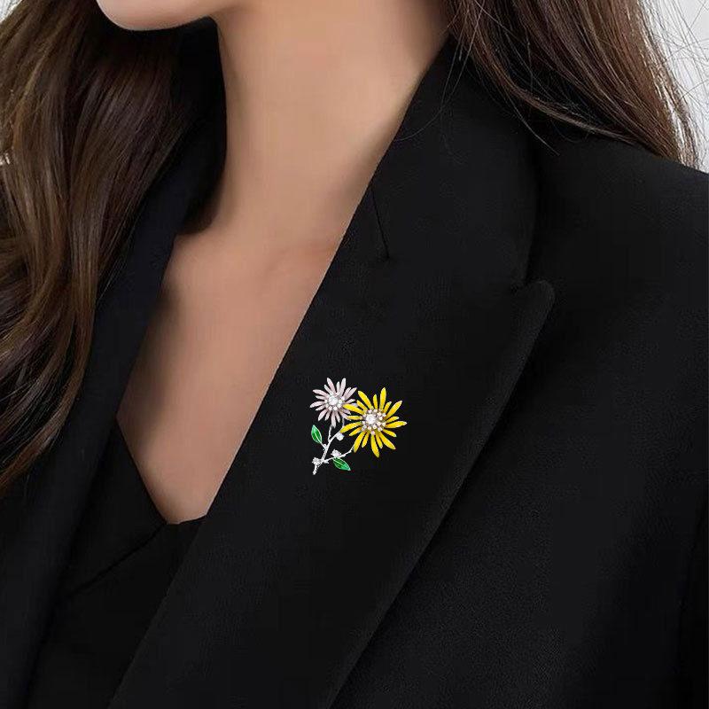 1 broșă strălucitoare cu două capete de floarea-soarelui pentru ace de plante neutre feminine disponibile pentru cadouri casual pentru accesorii de petrecere