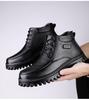 Men's Extra Large Leather High-Top Boots - Business Casual Style with Big Toe Cap and Plus Velvet Lining