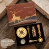 Wax Seal Stamp Kit Vintage Reindeer Gift Box Wax Furnace Seal Round Wax Set Wooden Handle Wax Seal Kit