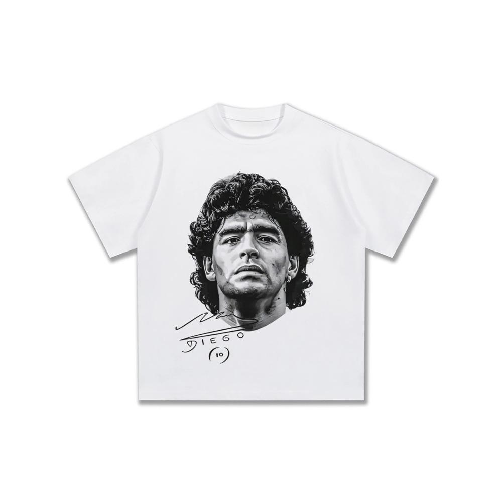 Maradona Star Printed Short-sleeved T-shirt Men's American Fashion Brand Loose Round Neck Pure Cotton Casual High-quality Tee