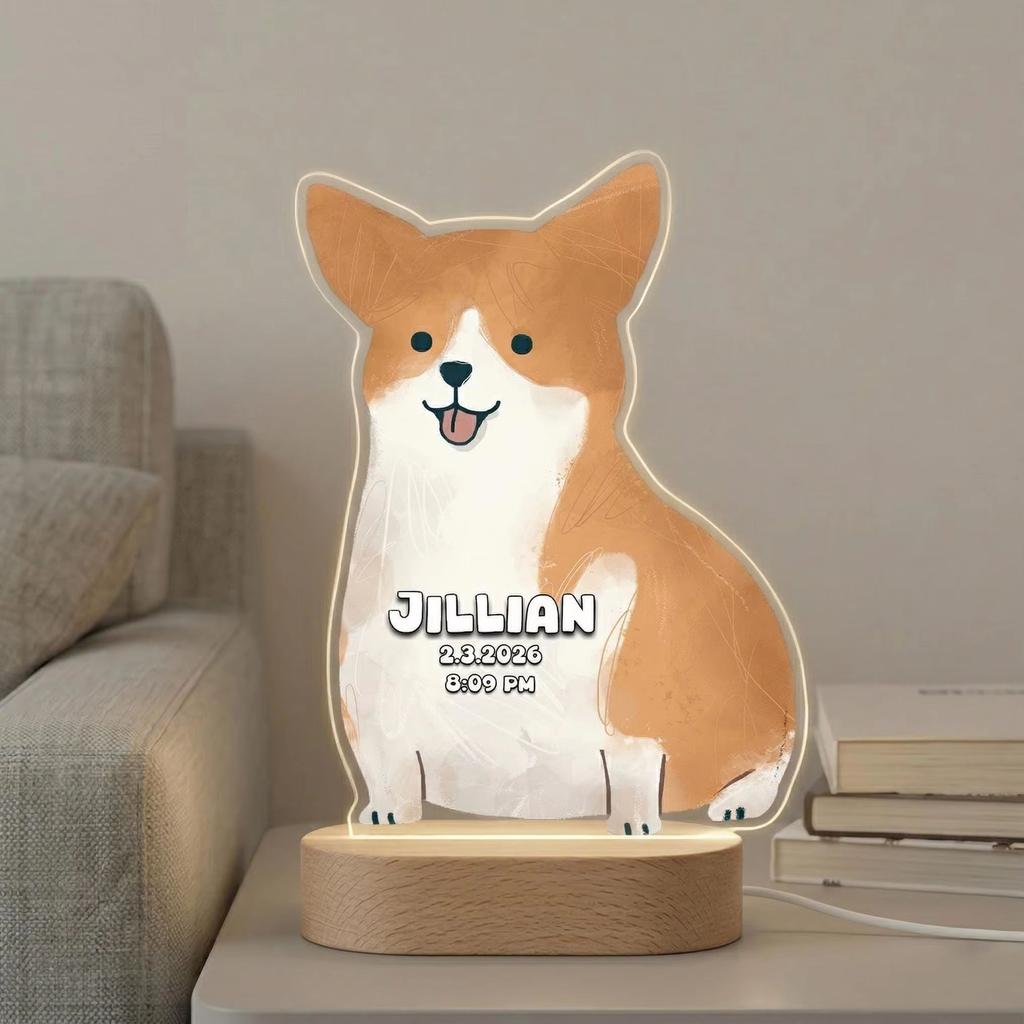 Personalized Animal Pattern Night Light Personalized Text Golden Retriever LED Design Cute Dog Themed Home Decor Souvenir Gift
