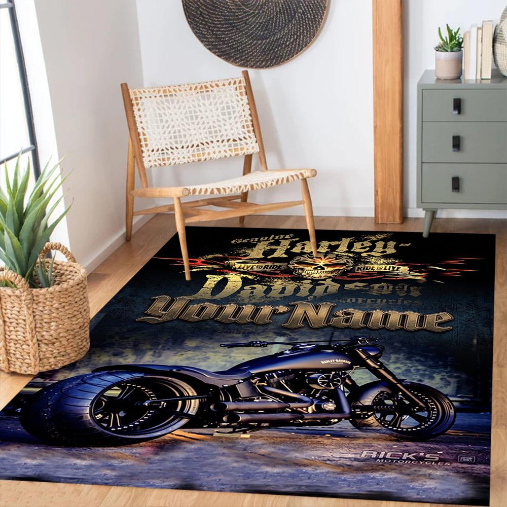 Harley-davidson Motorcycles Customize Text Carpet Design for Bedrooms Dormitory Game Room Decorate Room Antislip Carpet Office Home Decor