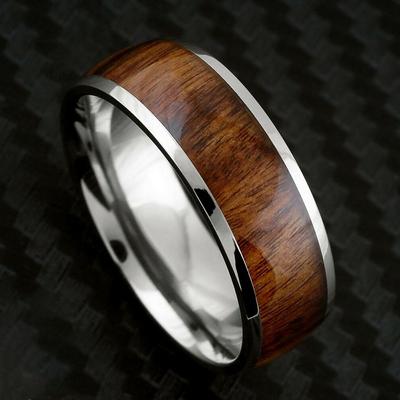 Vintage vzor dřeva Pánské prsteny Dárek na výročí Párty 8MM Módní šperky Prsteny z nerezové oceli Pro muže Doplňky