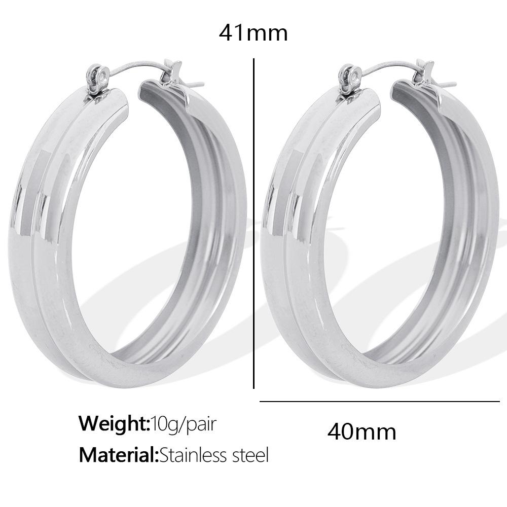 Hong Style Cross-Border Simple U-Shaped Earrings 18K Gold Plating Personalized Striped Big Circle