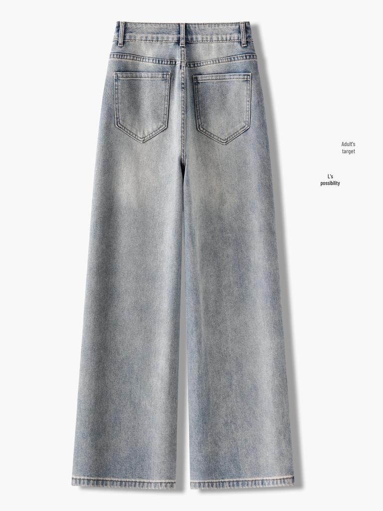 Women's High-Waist Embroidered Straight-Leg Jeans - Floral Ethnic Style for Spring & Autumn