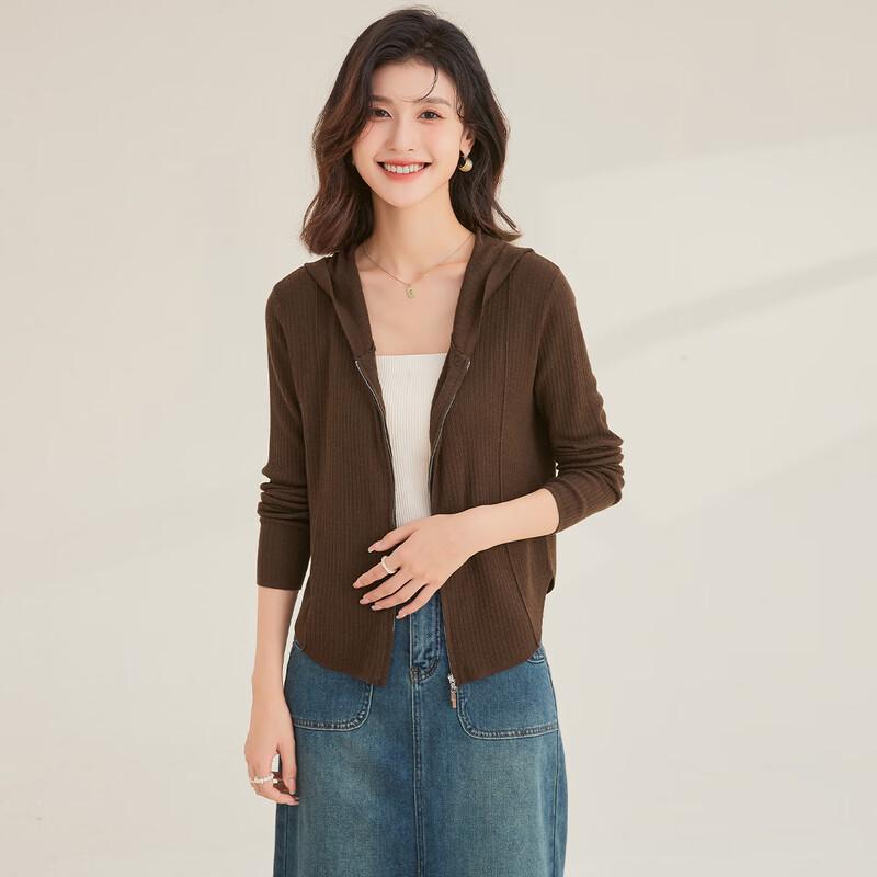 

Jinjv Women s Hooded Wool Blend Thin Cardigan Jacket