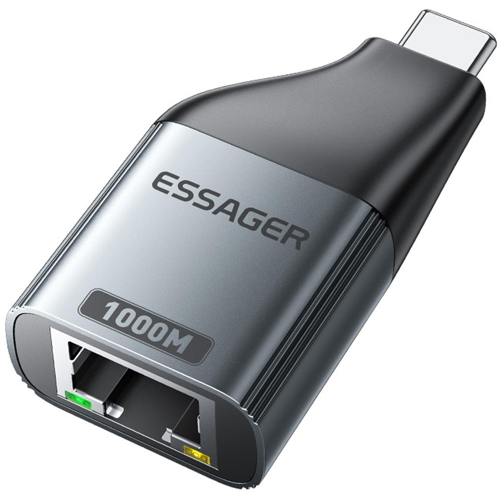 

ESSAGER 1000 Мбіт/с Ethernet LAN-адаптер зі сплаву алюмінію Type-C до RJ45 Гігабітний мережевий роз єм A