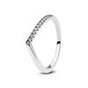 Original 925 Sterling Copper Ring Wishbone Love Heart Crystal Rose Gold Rings For Women Wedding Engagement Birthday Gift Zircon