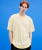 WAIKEI Striped Henley Neck Short Sleeve Knit Light Yellow