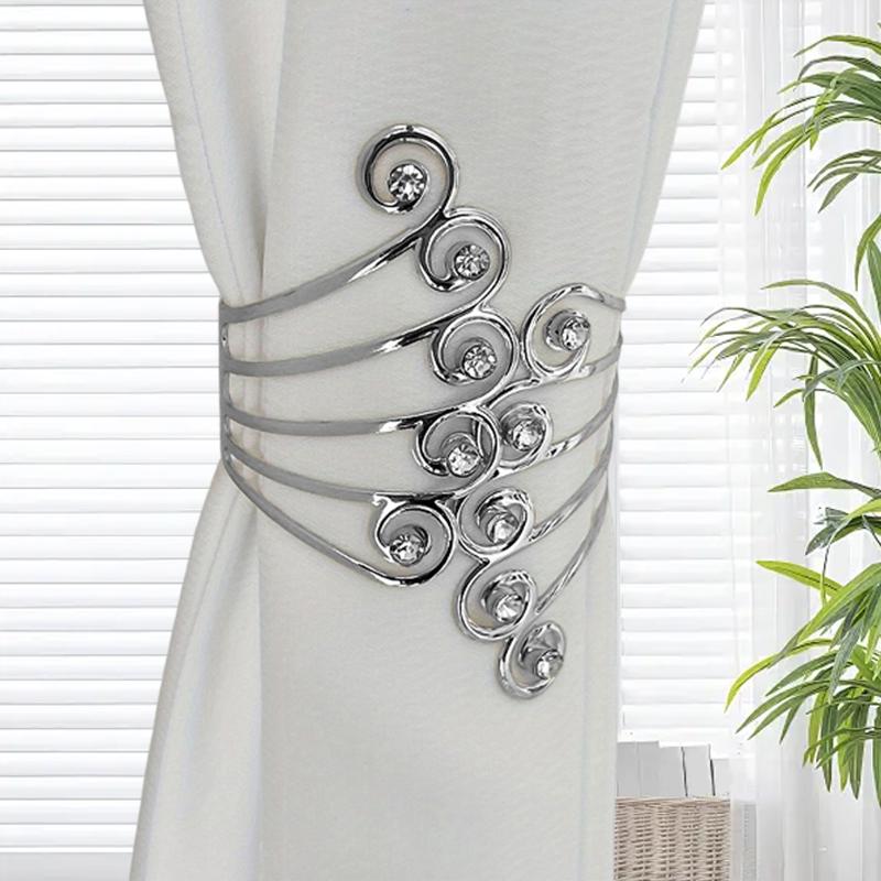 

1/2PCS Curtain Ties Exquisite Curtain Hooks Elegant Home Decoration Artistic Curtain Buckles Luxury Gold/Silver 1PC срібний
