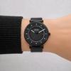 A.b.art Men's Watch, Red Dot Jump Date Calendar, Swiss Made Ronda Quartz Movement, Sapphire Crystal, Minimal Bauhaus Design, Black Leather Strap, 41 M