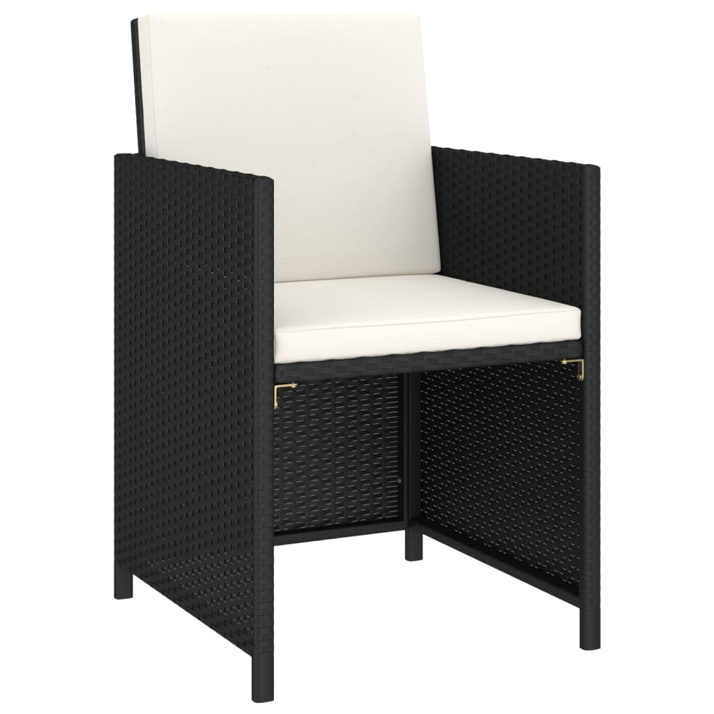 6 Piece Garden Dining Set with Cushions Poly Rattan Black