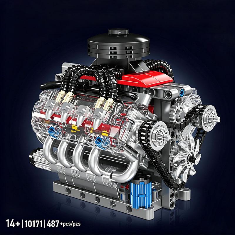 Mould King 10088 535pcs Technical Electrically Driven V8 Engine Building Block Model Kit For Adults Creative Assembly Brick Toys
