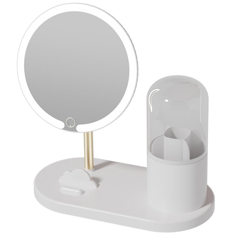 2024 LED Makeup Mirror with Storage - Desktop Vanity Mirror with Fill Light for Students