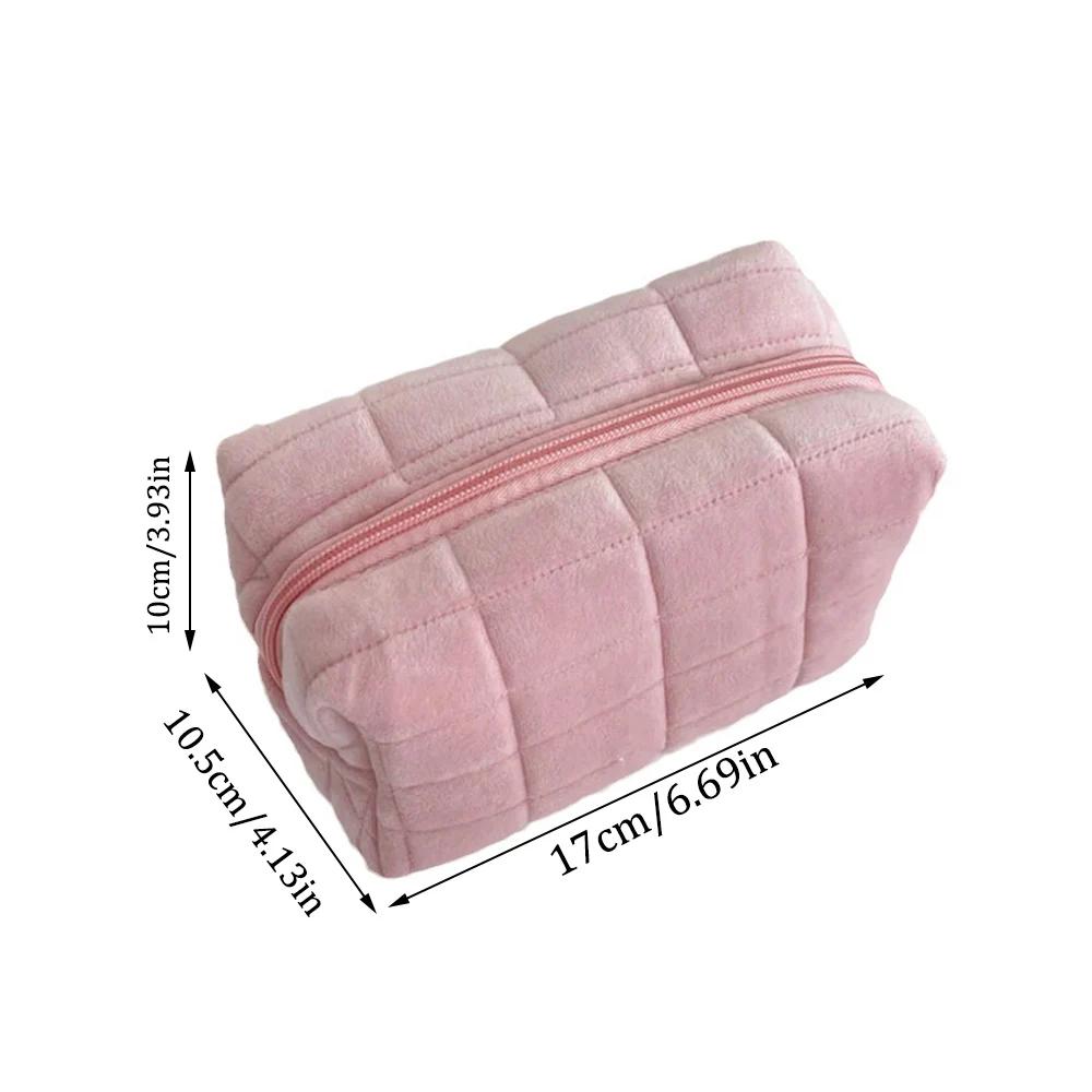 Simpatico Astuccio da Trucco in Peluche per Donne Portatile da Viaggio Piccoli Beauty Case Monocromatico con Cerniera Borsa da Toilette Pochette per il Lavaggio Borse Portaoggetti