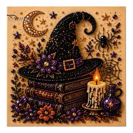 Handgefertigte Wanddekoration für Halloween, Perlen-Kunst-Set, Hexe Geist Malerei DIY Kürbis Diamant Gruseliges Bastelset für Erwachsene, Kreatives Feiertagsgeschenk für Liebhaber