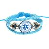 Emergency Medical Technician Paramedic Symbol Logo Black Button Leather Bracelet Glass Dome Blue Star of Life Logo Jewelry