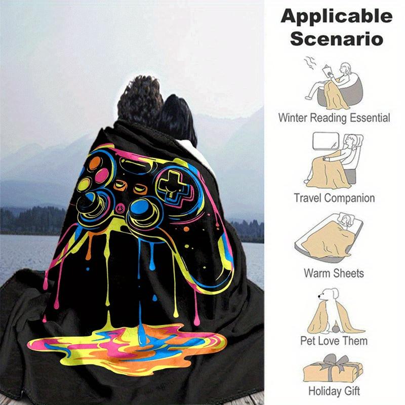 1pc Game Controller Printing Lightweight Flannel Blanket, Comfortable and Warm Blanket, for Camping Sofa Bed and Couch Office, in All Seasons