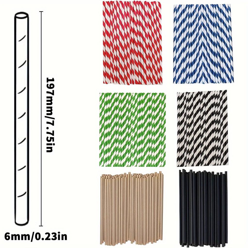 100pcs Disposable Paper Straws, Cowhide Color,Thickened,Flat Mouth,Very Suitable for Various Occasions,Such as Parties, Weddings
