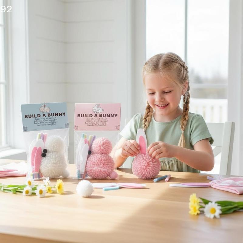 Kids' Easter Basket Stuffers Craft Kit with Cute Stuffed Bunnies