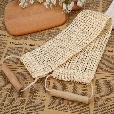 Handle Wooden Bathroom Shower Towel Sisal Back Strap Shower Scrubber Skin Care